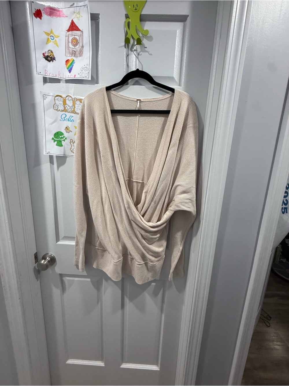 Free People Cream Draped Open-Front Cardigan
